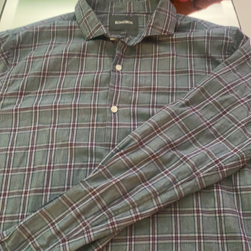 Grey/ Burgundy Plaid Bonobos Shirt